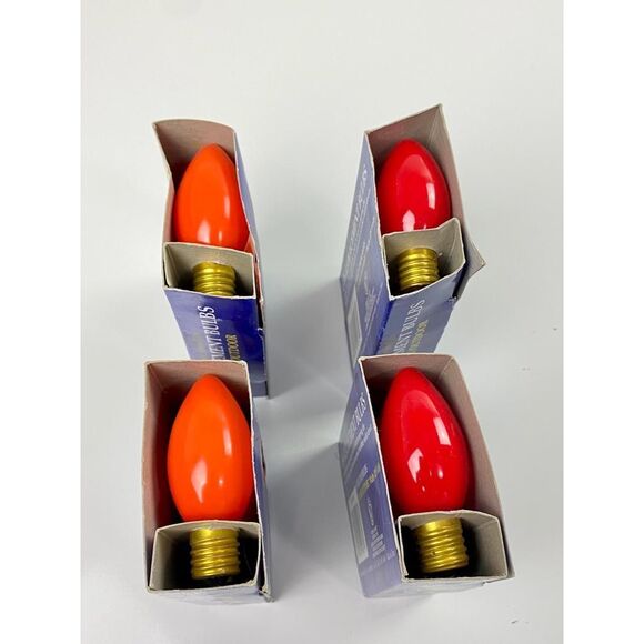 Vtg Lot of C-9 1/4 Replacement Christmas Light Bulbs NOS Red & Orange 16 Bulbs - Picture 3 of 3